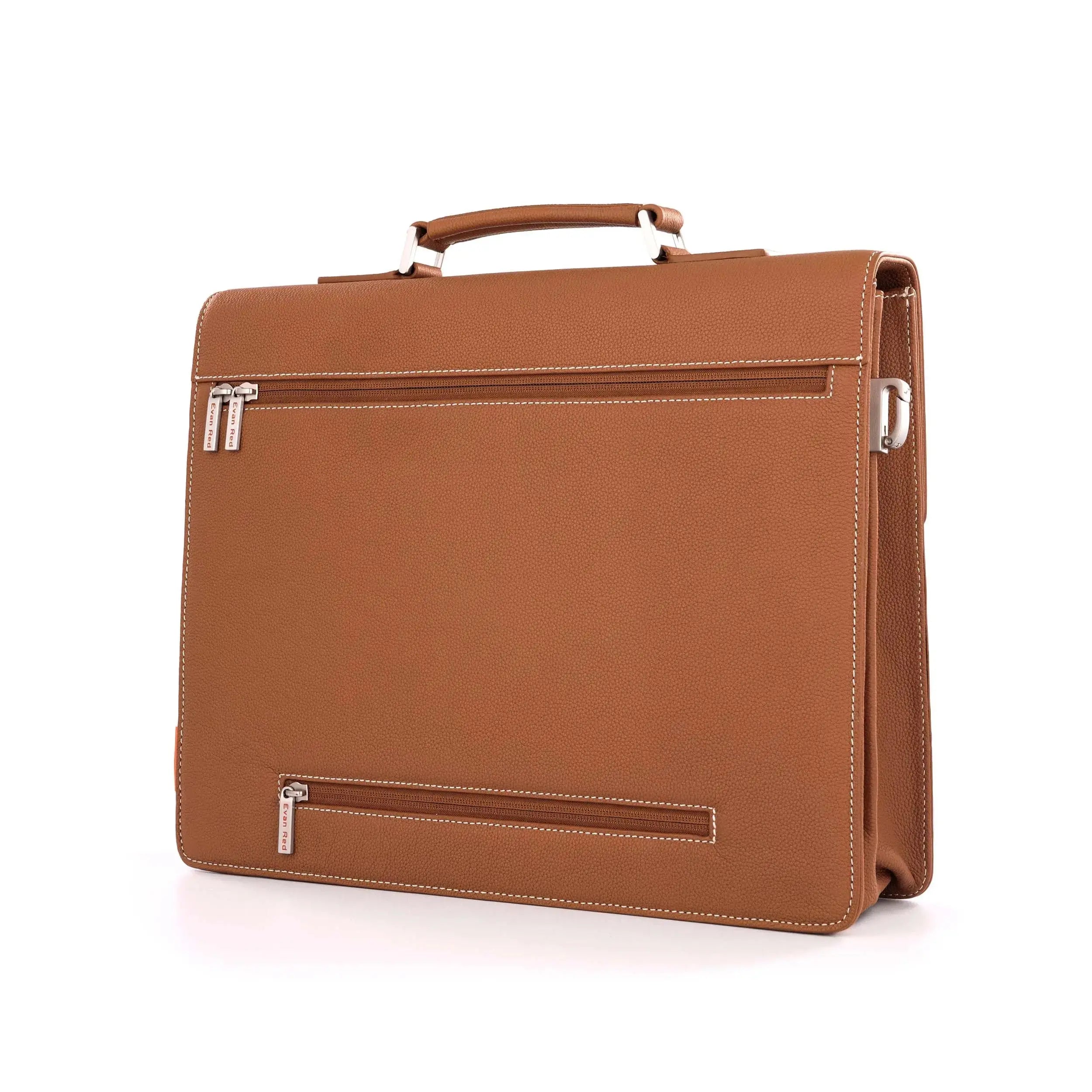 The Classic Briefcase - Tan Evan Red