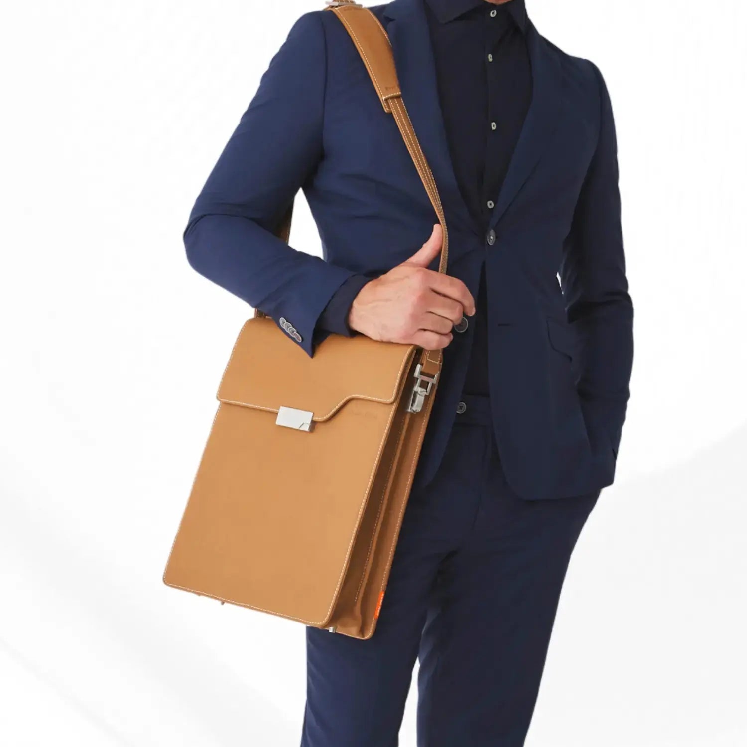 Classic Tan Leather Backpack Evan Red