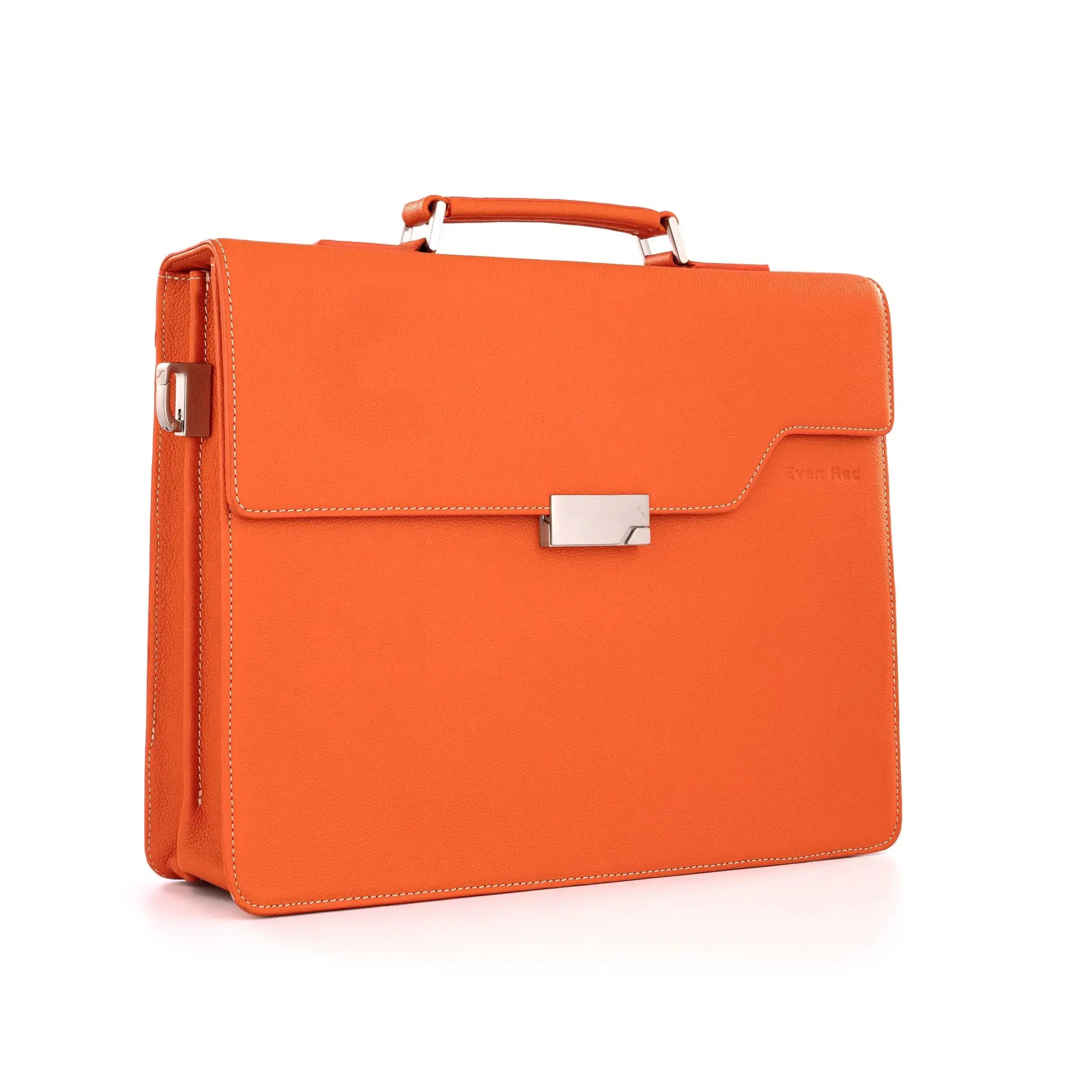 Dutch Orange Leather Briefcase Evan Red