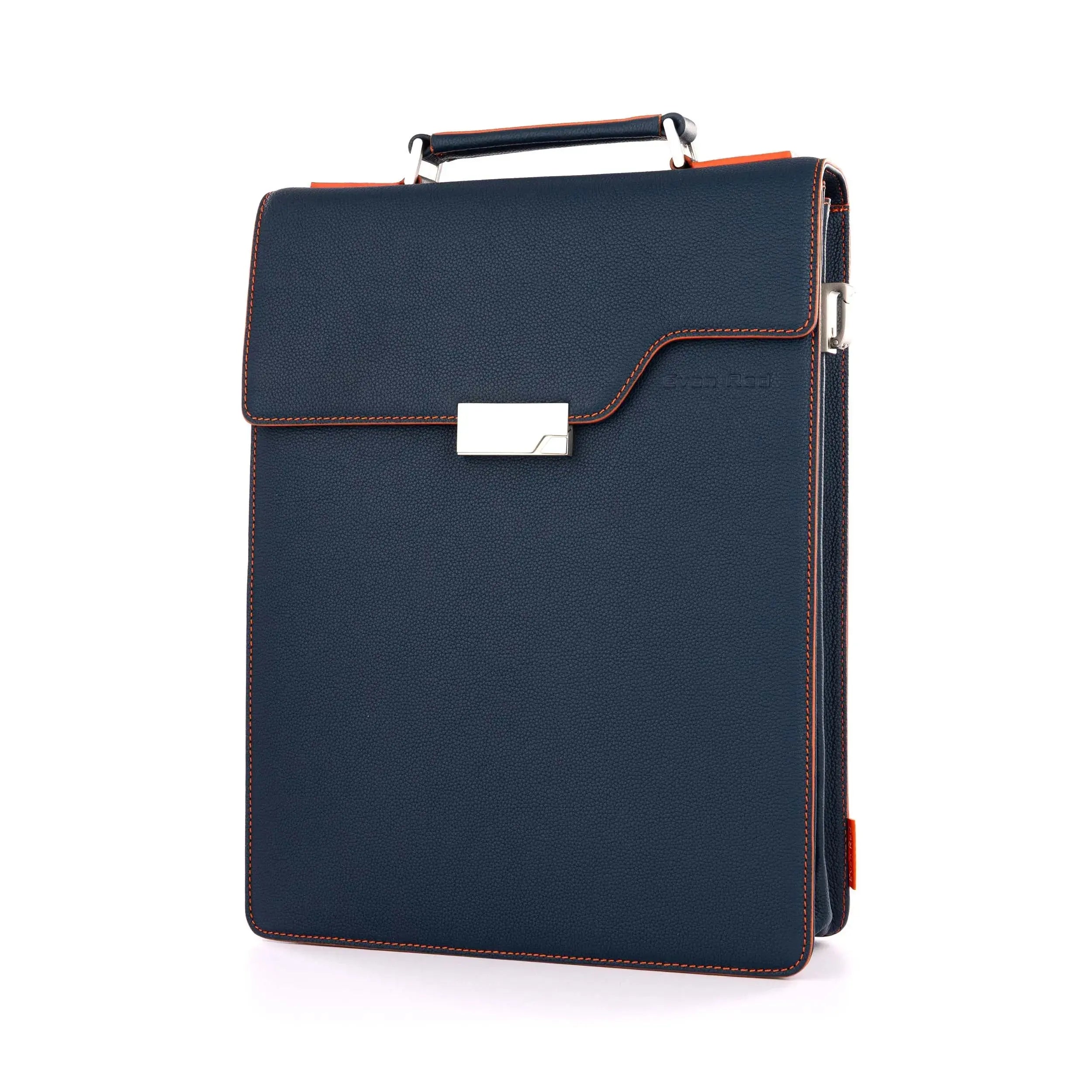 Petrol Blue Leather Backpack Evan Red