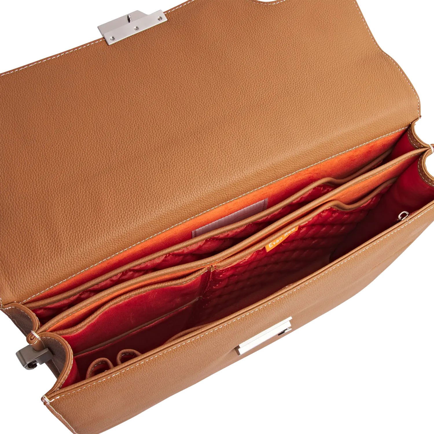 The Classic Briefcase - Tan Evan Red